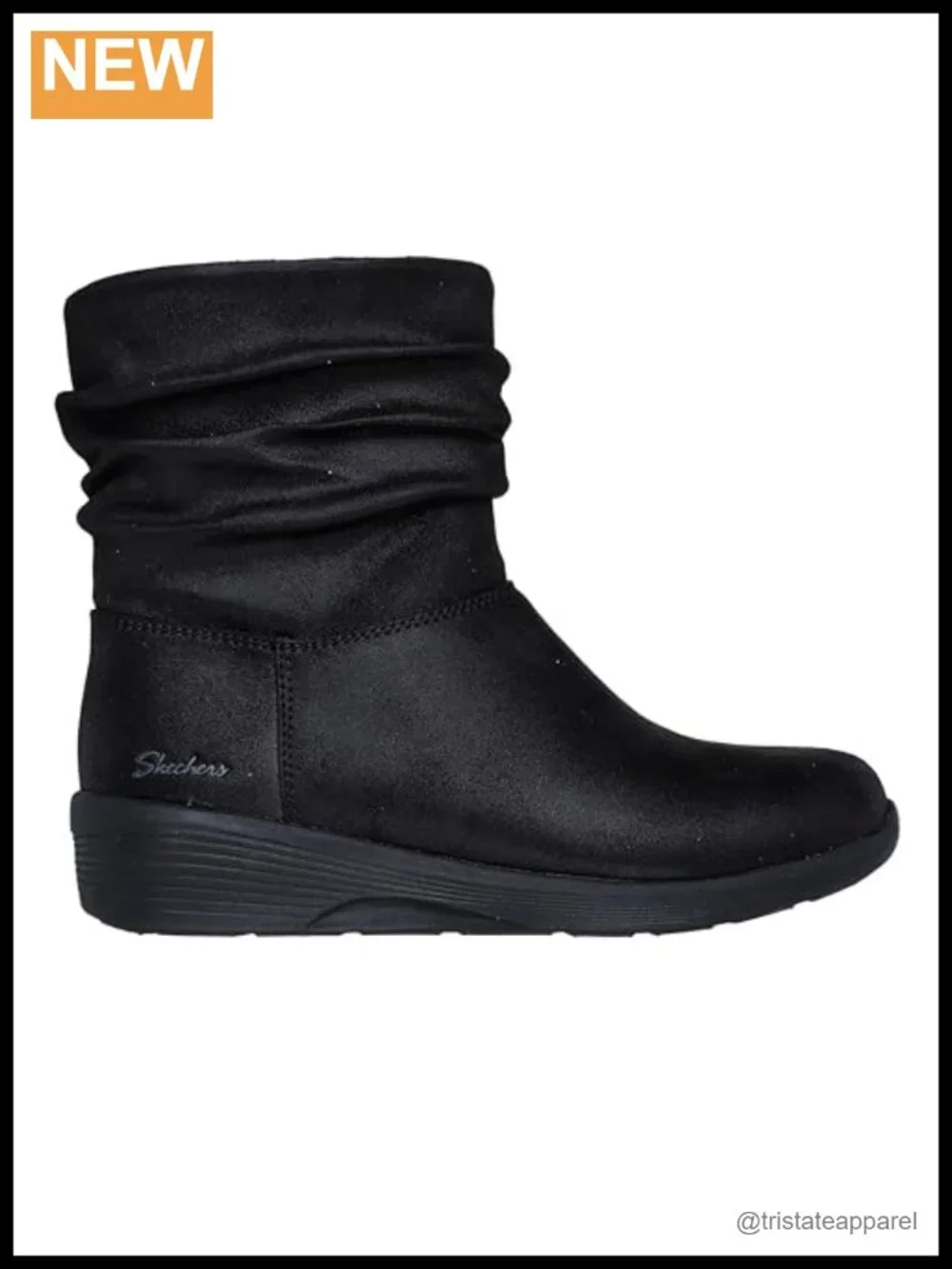 Skechers Women's Arya Ankle Boots, Faux Leather, Memory Foam, Side Zip, Vegan